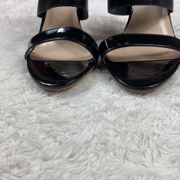 Little Empresses black stiletto and silver heel strappy sandals, size 39 or 8 - Picture 4 of 7